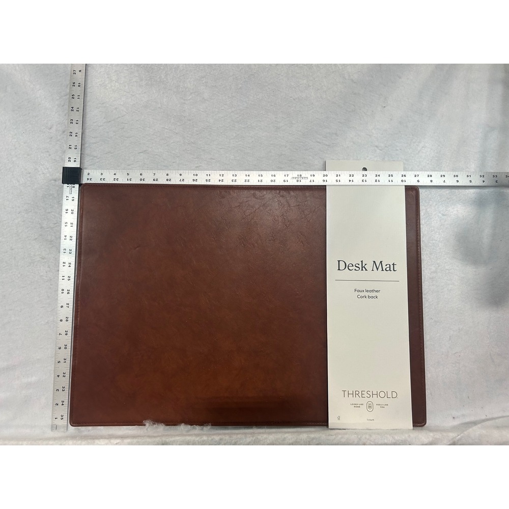 Threshold Faux Leather Desk Mat Brown Cork Back Office Accessory 12x20